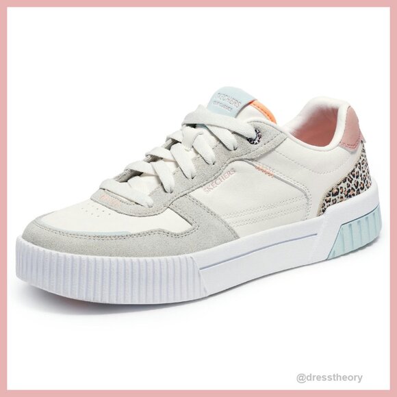 Women's Memory Foam Sneakers Court Style Lace-Up Low Top